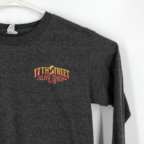 VINTAGE 17th Street Surf Shop Shirt Youth Boys Medium Gray Long Sleeve Pullover - Picture 10 of 16